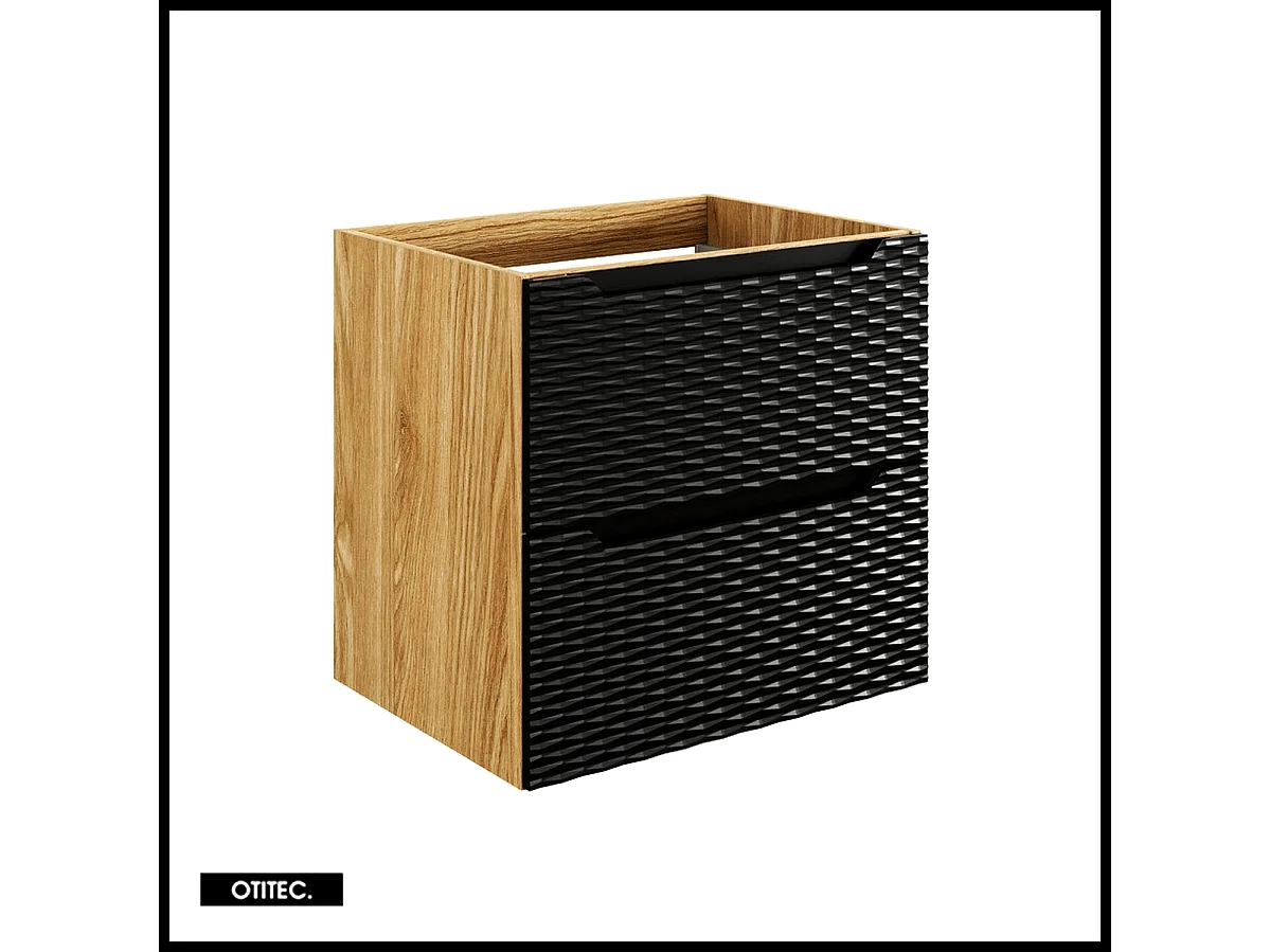 Meuble sous vasque de 60 cm - Noir - 2 tiroirs - SEA