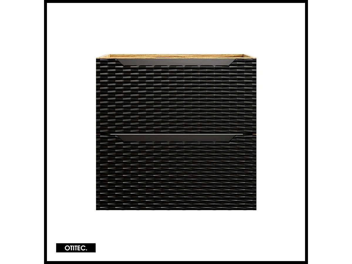 Meuble sous vasque de 60 cm - Noir - 2 tiroirs - SEA