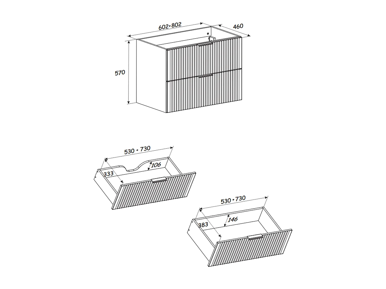 Meuble sous vasque de 60 cm - Cachemire Mat - 2 tiroirs - LIVA