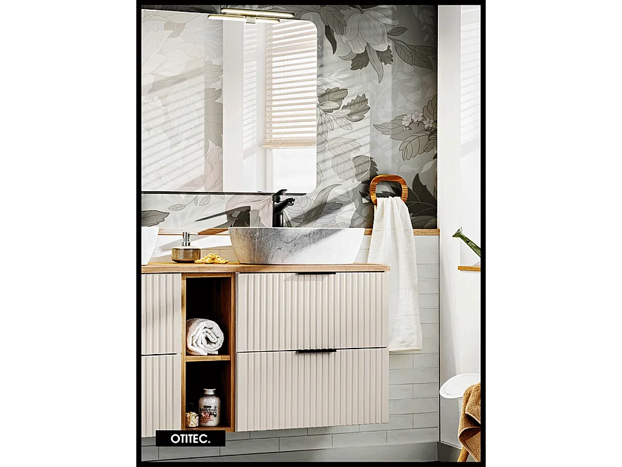 Meuble sous vasque de 60 cm - Cachemire Mat - 2 tiroirs - LIVA