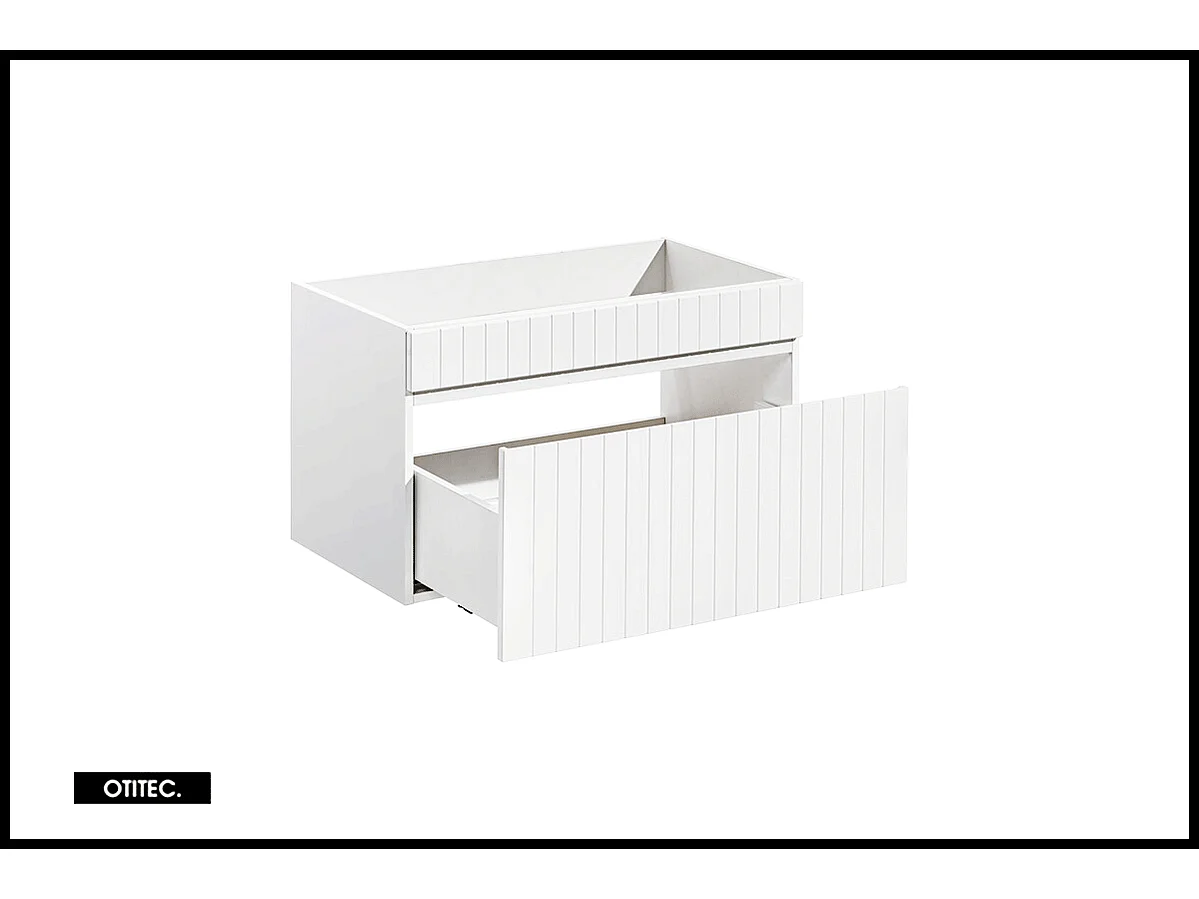 Meuble sous vasque de 80 cm - Blanc - 1 tiroir - MINO