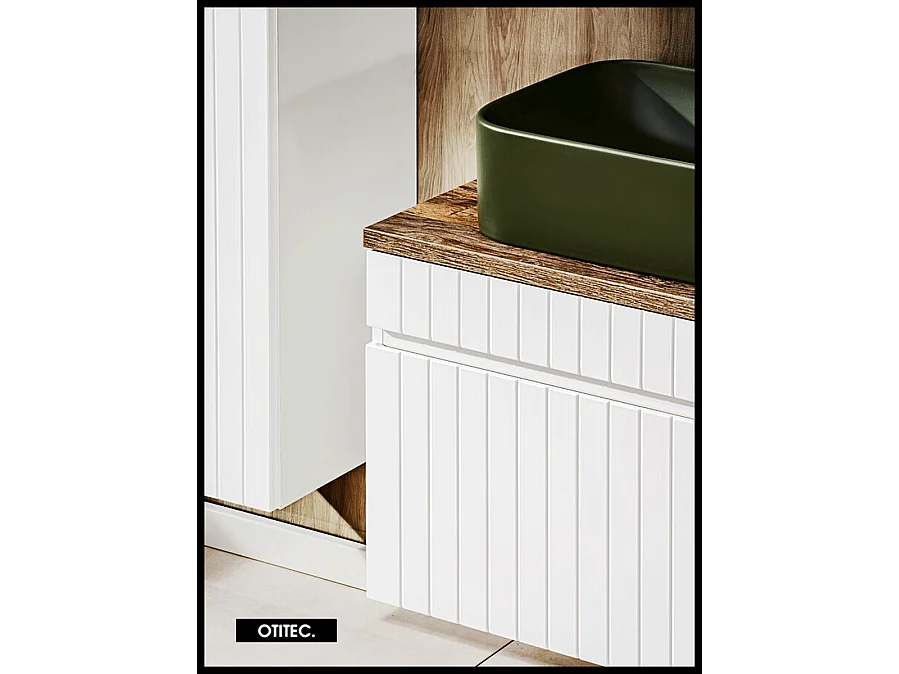 Meuble sous vasque de 80 cm - Blanc - 1 tiroir - MINO