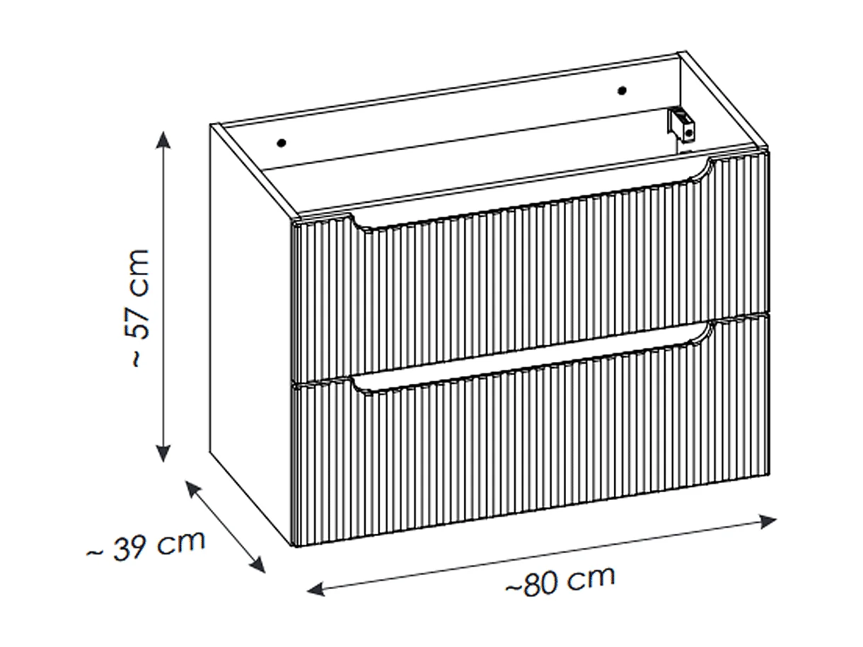 Meuble sous vasque de 80 cm - Cachemire Mat - 2 tiroirs - VOLTA