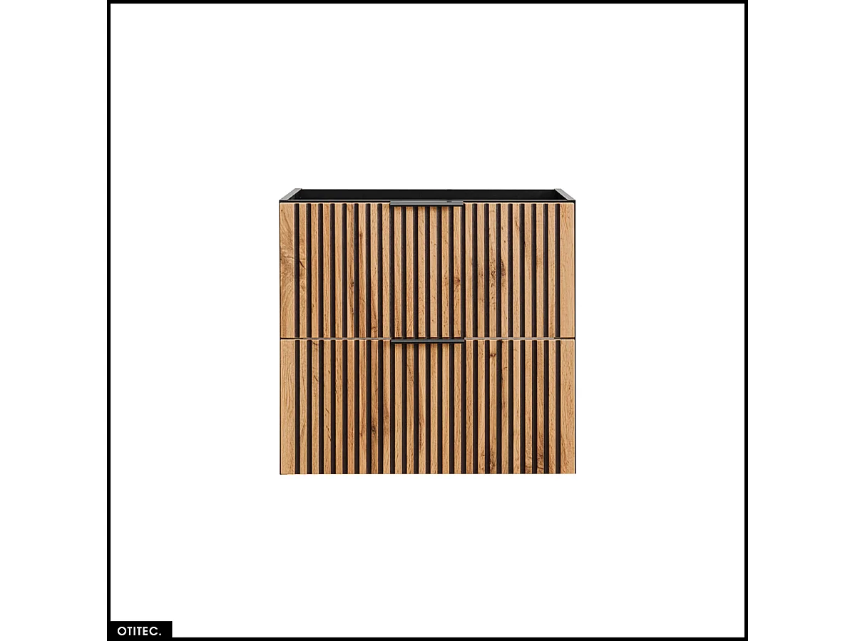 Meuble sous vasque - 80 cm - 2 tiroirs - Chêne - WOTANIA