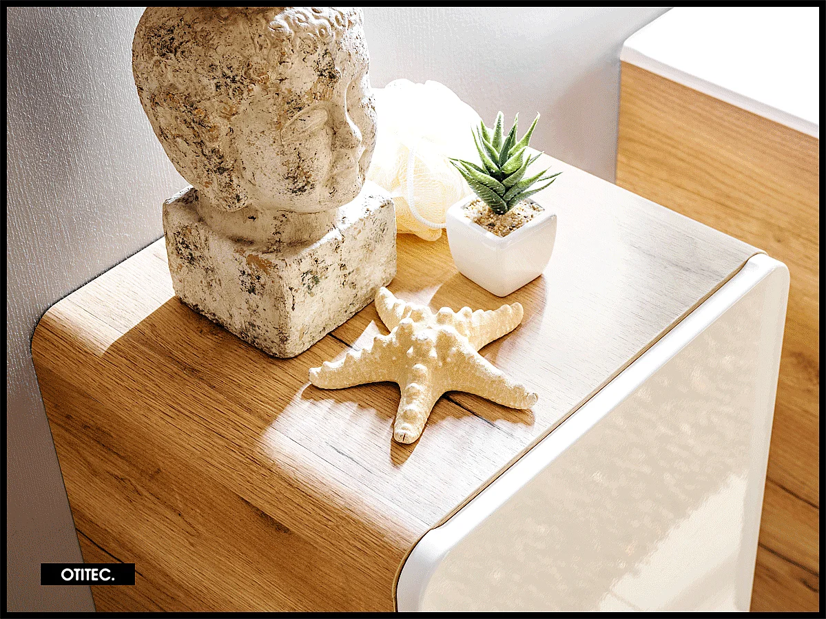 Meuble sous vasque de 80 cm - Blanc - 2 tiroirs - PASTI