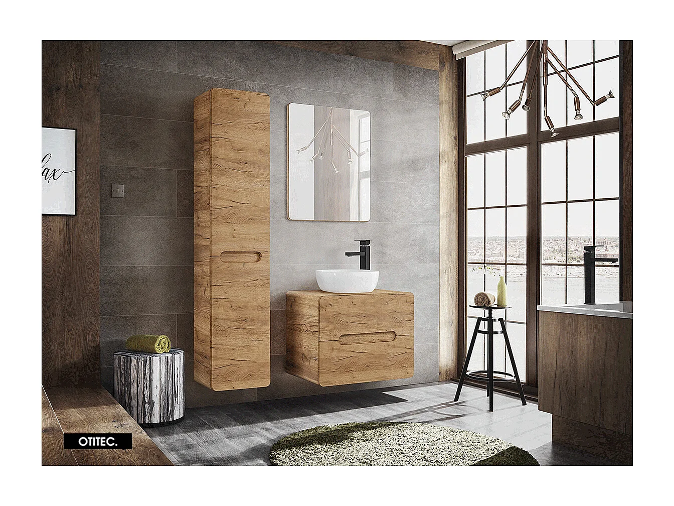 Meuble sous vasque de 60 cm - Oak - 2 tiroirs - PASTI