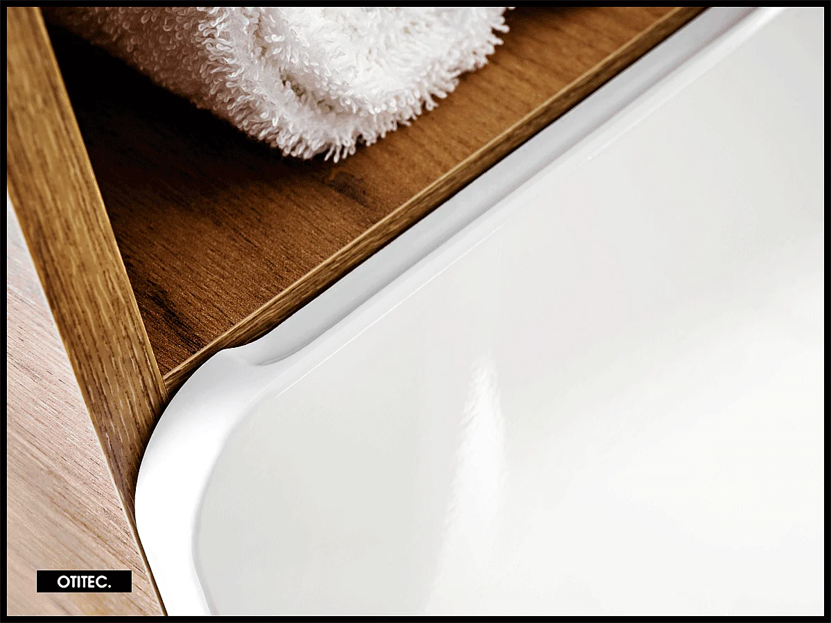 Meuble sous vasque de 60 cm - Blanc - 2 tiroirs - PASTI