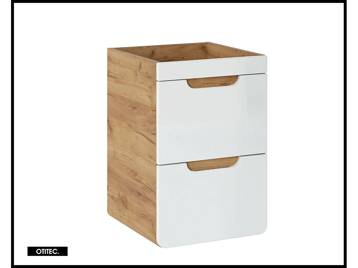 Meuble sous vasque de 40 cm - Blanc - 2 tiroirs - PASTI