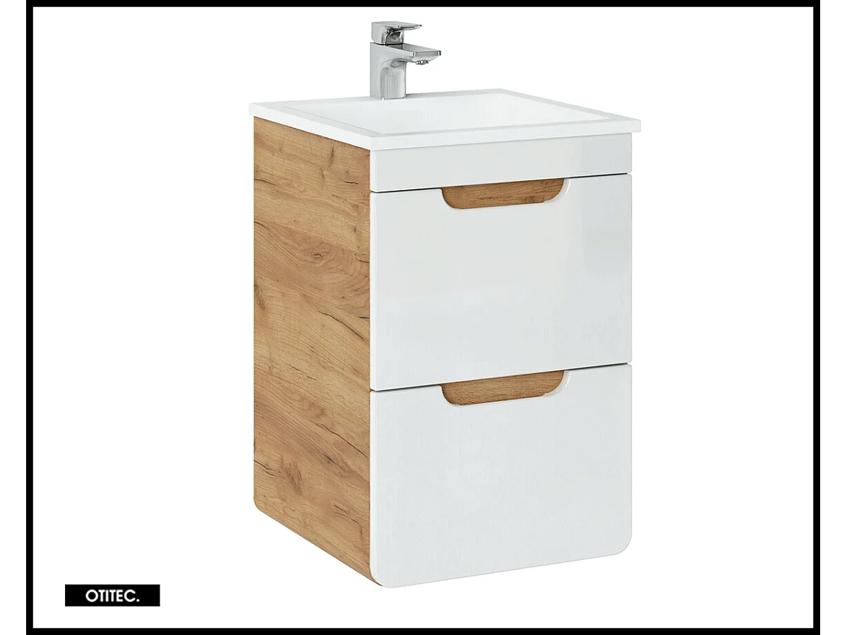 Meuble sous vasque de 40 cm - Blanc - 2 tiroirs - PASTI