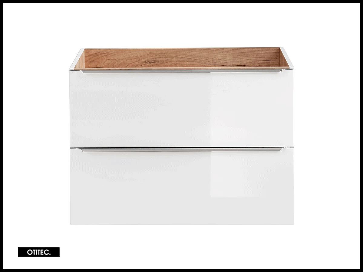 Meuble sous vasque de 80 cm - Blanc - 2 tiroirs - LISOA