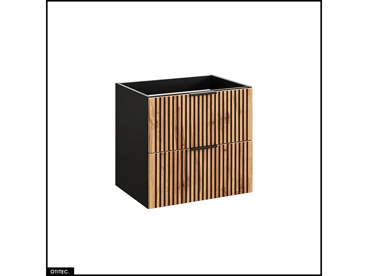 Meuble sous vasque - 60 cm - 2 tiroirs - Chêne - WOTANIA