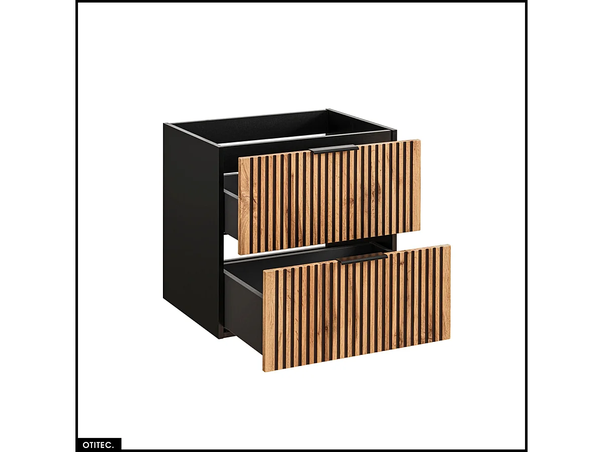 Meuble sous vasque - 60 cm - 2 tiroirs - Chêne - WOTANIA