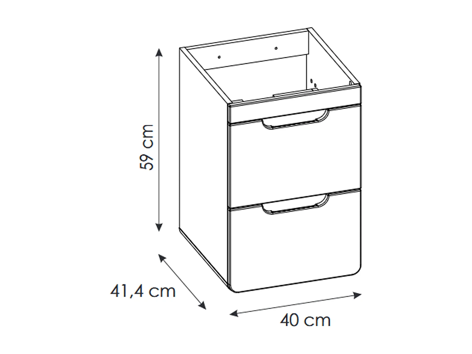 Meuble sous vasque de 40 cm - Oak - 2 tiroirs - PASTI