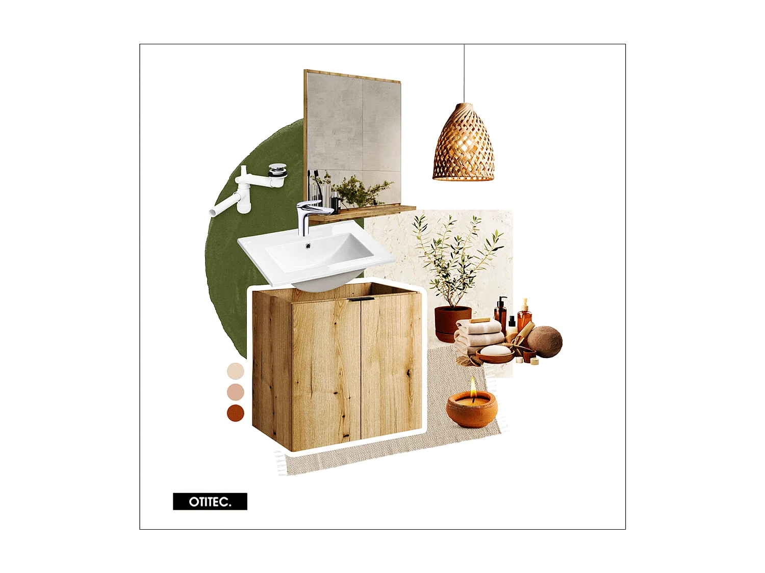 Meuble sous vasque de 50 cm - Oak - 2 portes - VOLTA