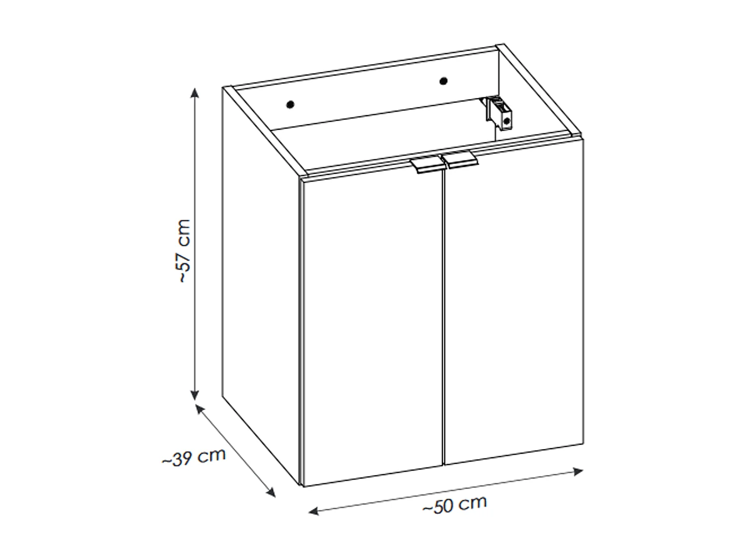 Meuble sous vasque de 50 cm - Oak - 2 portes - VOLTA