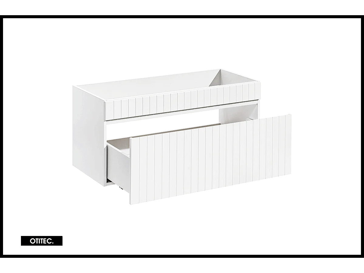 Meuble sous vasque de 100 cm - Blanc - 1 tiroir - MINO