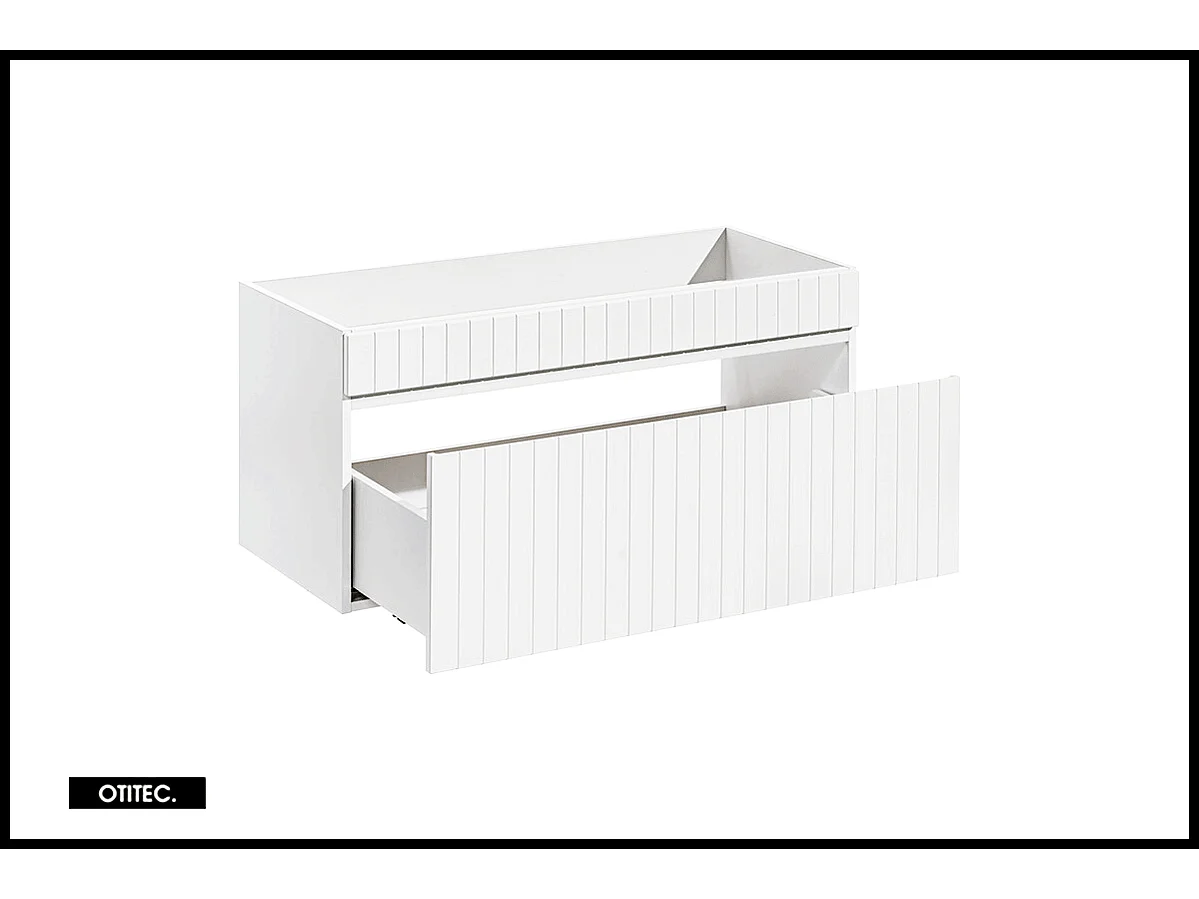 Meuble sous vasque de 100 cm - Blanc - 1 tiroir - MINO
