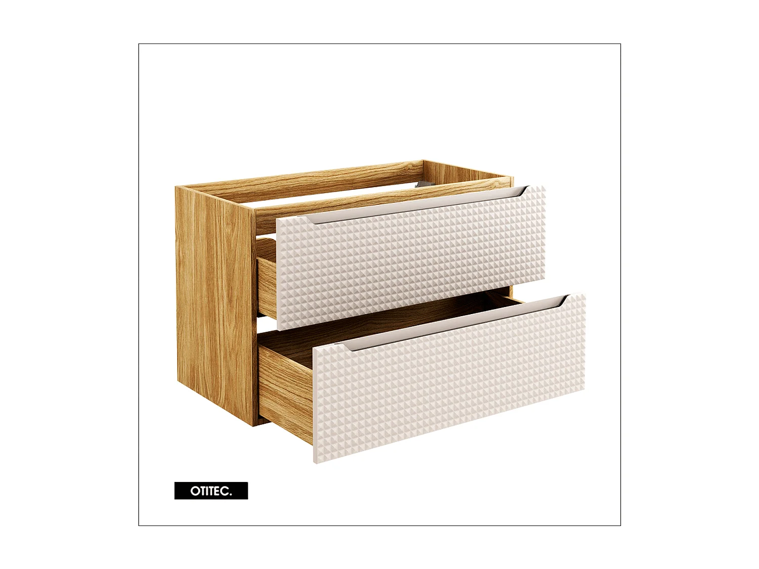 Meuble sous vasque de 90 cm - Beige - 2 tiroirs - SETTA