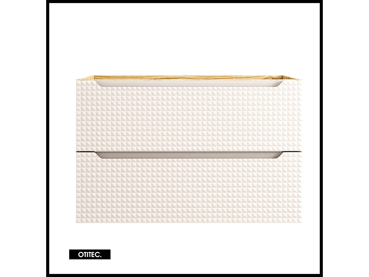 Meuble sous vasque de 90 cm - Beige - 2 tiroirs - SETTA