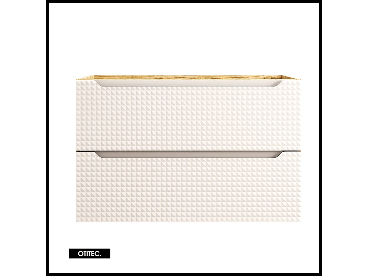 Meuble sous vasque de 90 cm - Beige - 2 tiroirs - SETTA