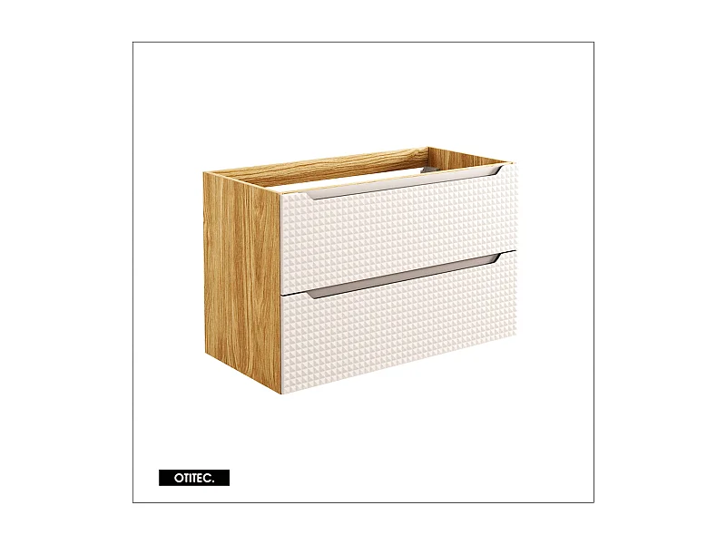 Meuble sous vasque de 90 cm - Beige - 2 tiroirs - SETTA