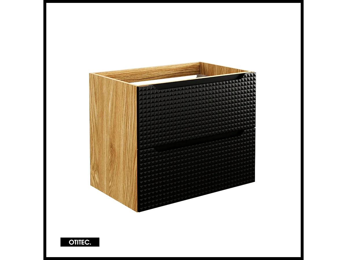 Meuble sous vasque de 70 cm - Noir - 2 tiroirs - SETTA