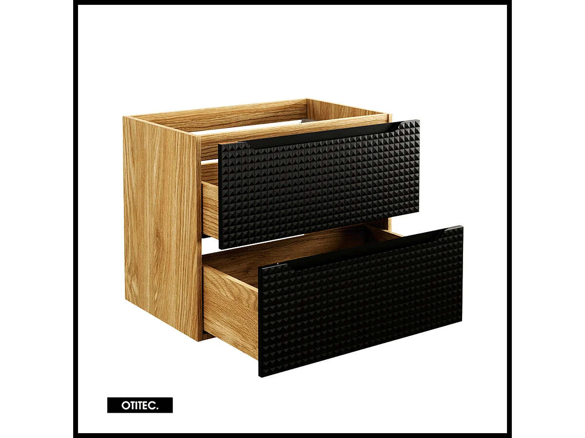 Meuble sous vasque de 70 cm - Noir - 2 tiroirs - SETTA