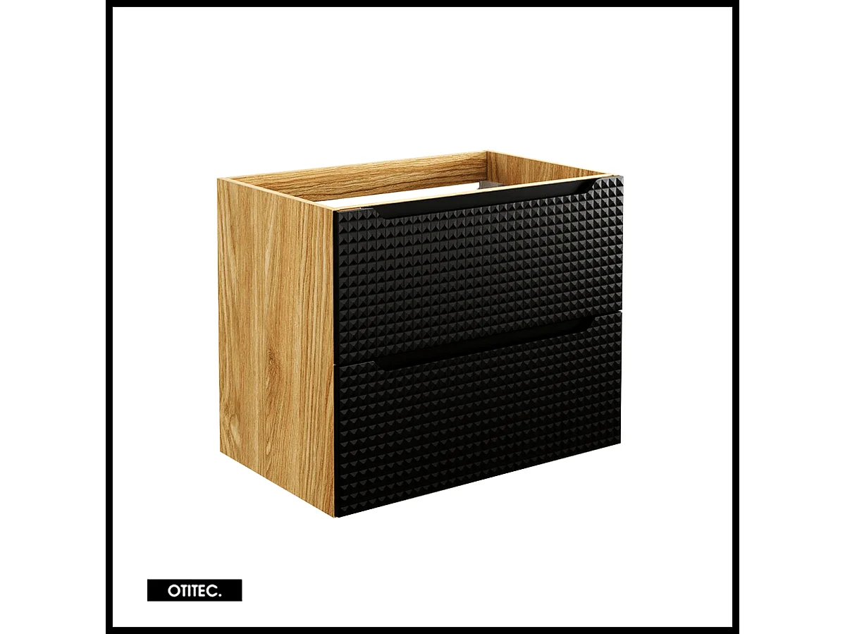 Meuble sous vasque de 70 cm - Noir - 2 tiroirs - SETTA