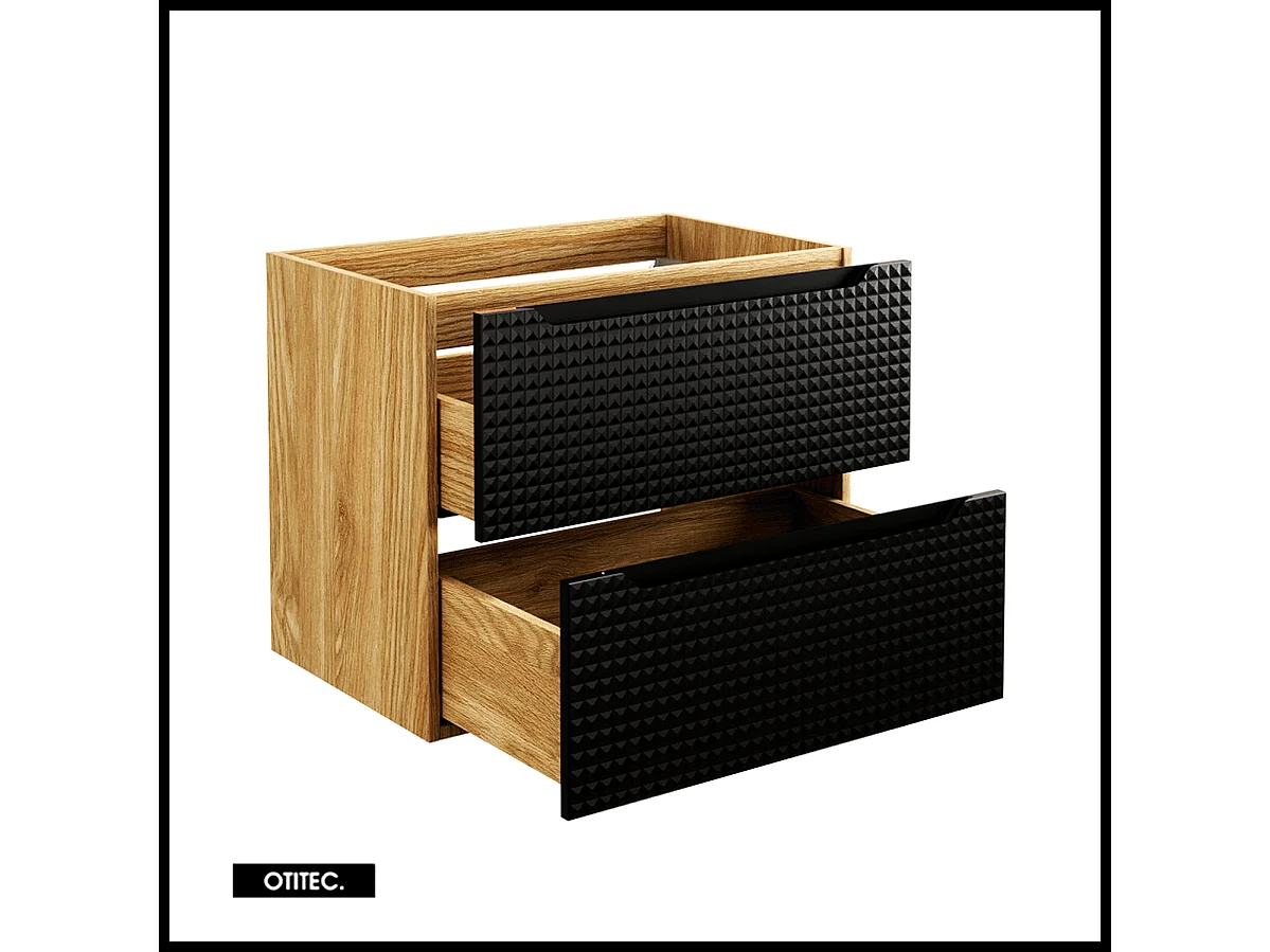 Meuble sous vasque de 70 cm - Noir - 2 tiroirs - SETTA