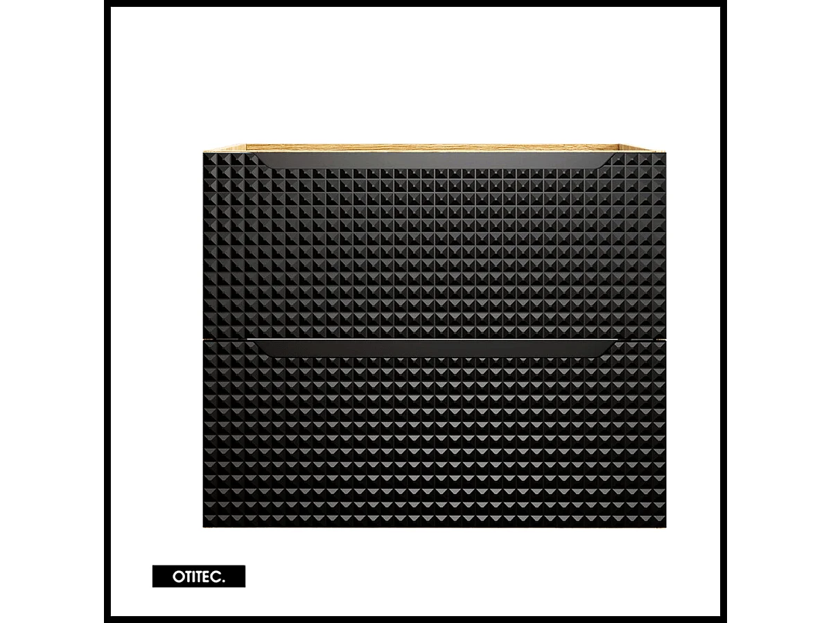 Meuble sous vasque de 70 cm - Noir - 2 tiroirs - SETTA