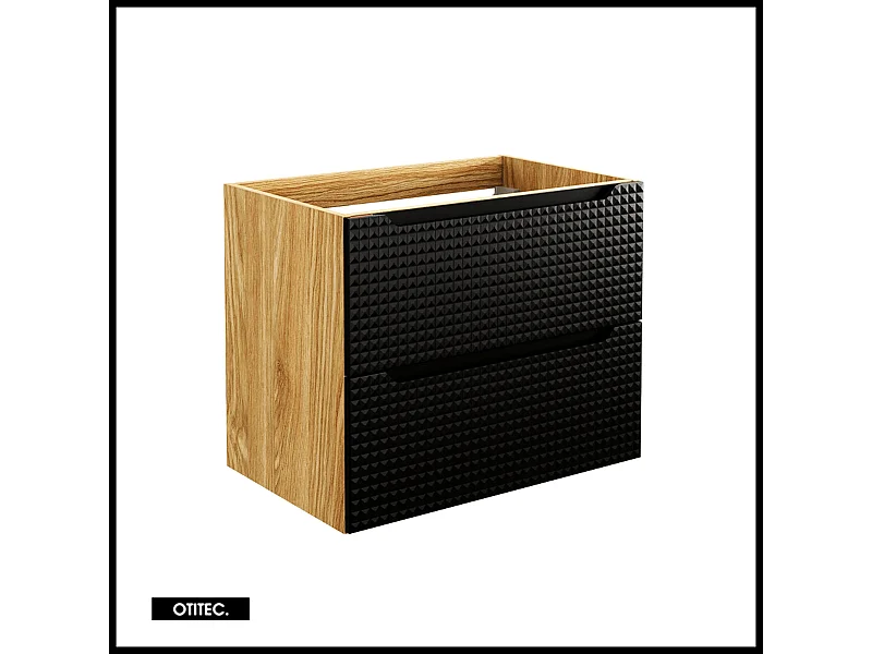 Meuble sous vasque de 70 cm - Noir - 2 tiroirs - SETTA