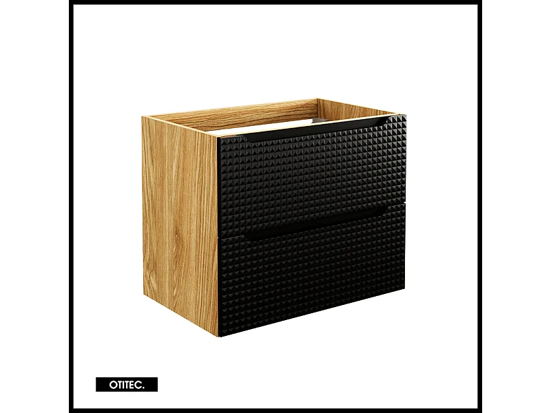 Meuble sous vasque de 70 cm - Noir - 2 tiroirs - SETTA