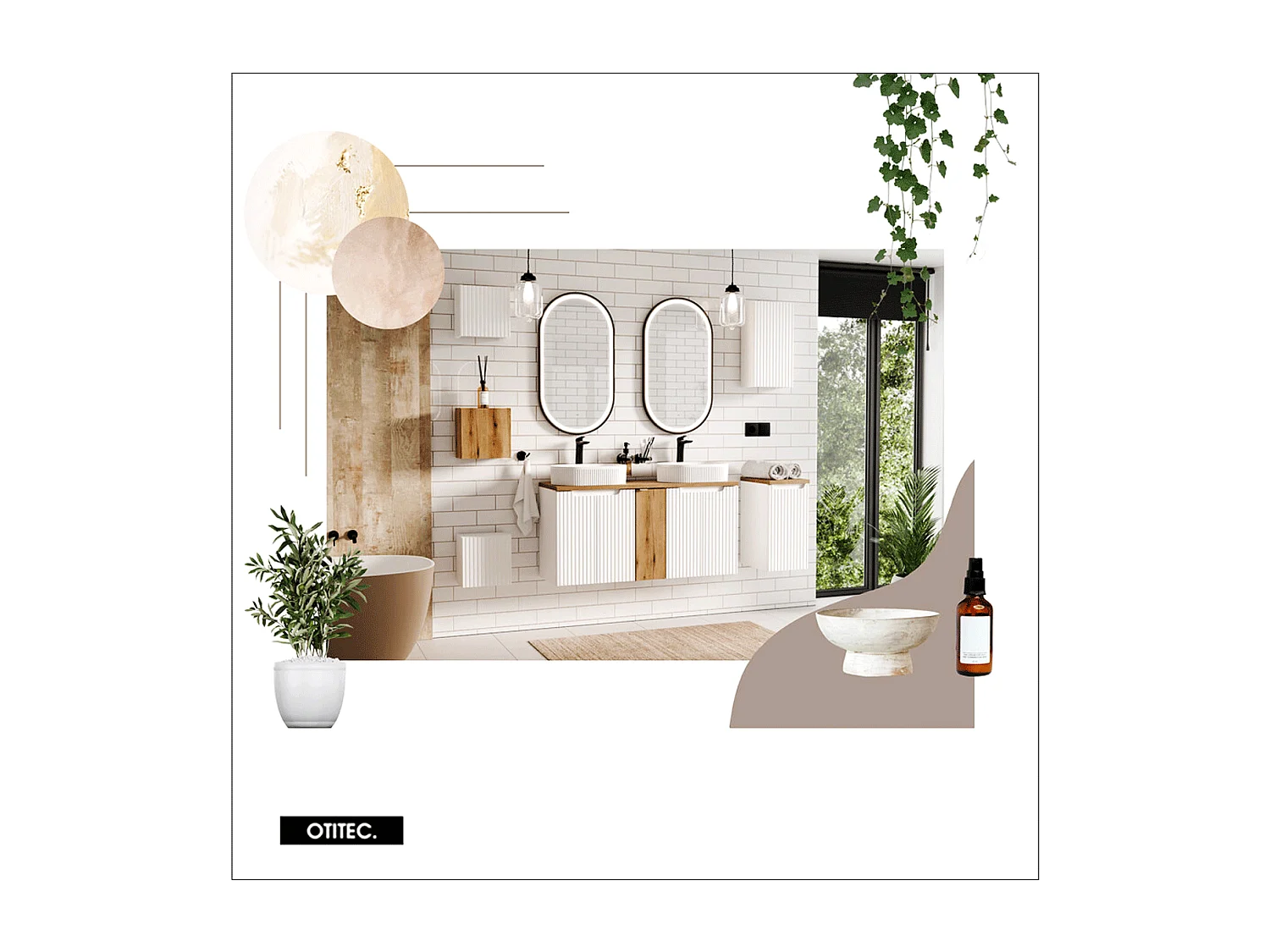 Meuble sous vasque de 50 cm - Blanc - 2 portes - VOLTA