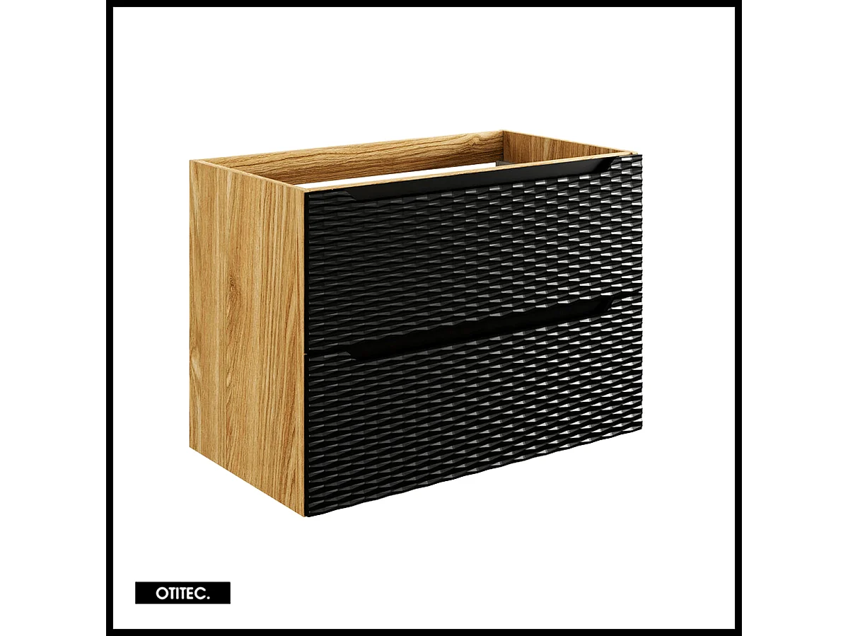 Meuble sous vasque de 80 cm - Noir - 2 tiroirs - SEA