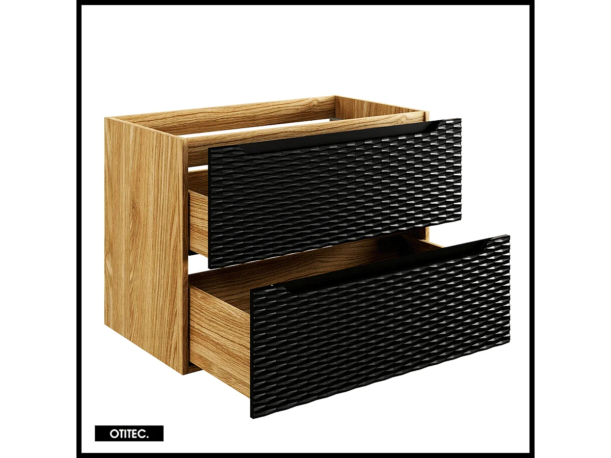 Meuble sous vasque de 80 cm - Noir - 2 tiroirs - SEA