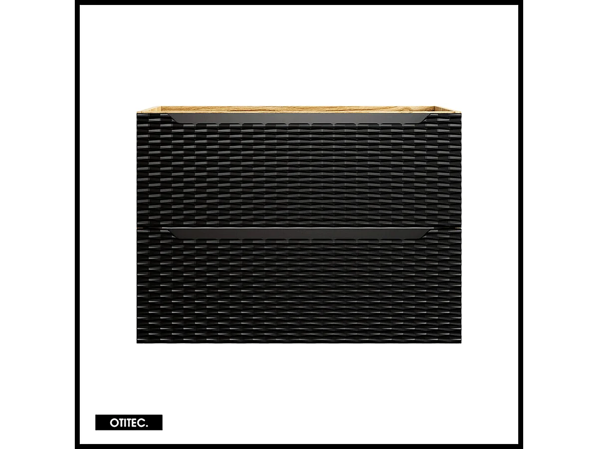 Meuble sous vasque de 80 cm - Noir - 2 tiroirs - SEA