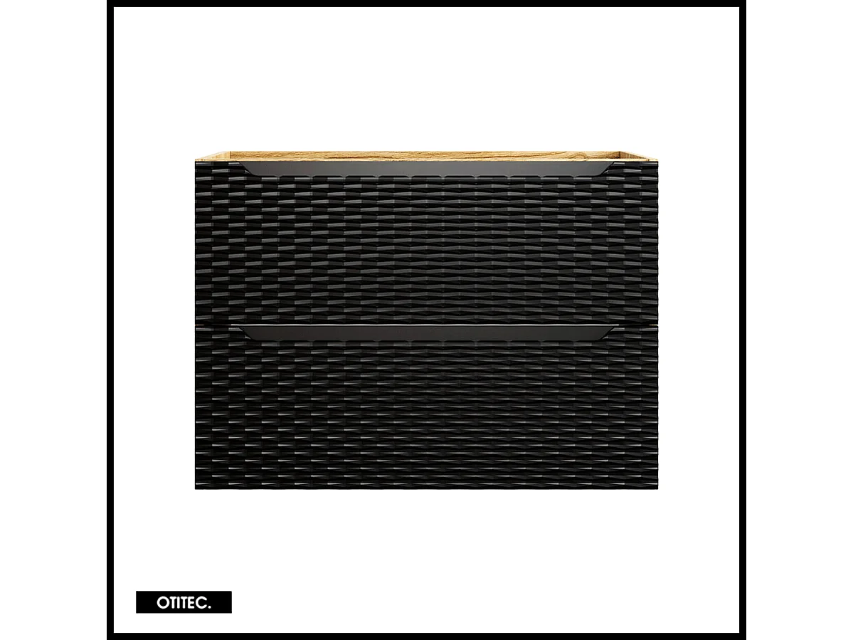 Meuble sous vasque de 80 cm - Noir - 2 tiroirs - SEA