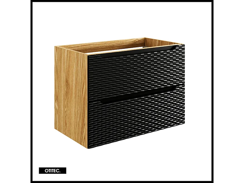Meuble sous vasque de 80 cm - Noir - 2 tiroirs - SEA