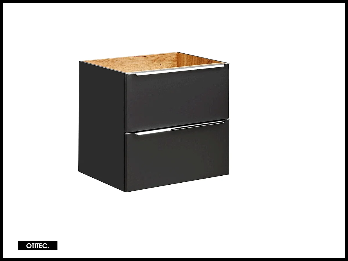 Meuble sous vasque de 60 cm - Noir Mat - 2 tiroirs - LISOA