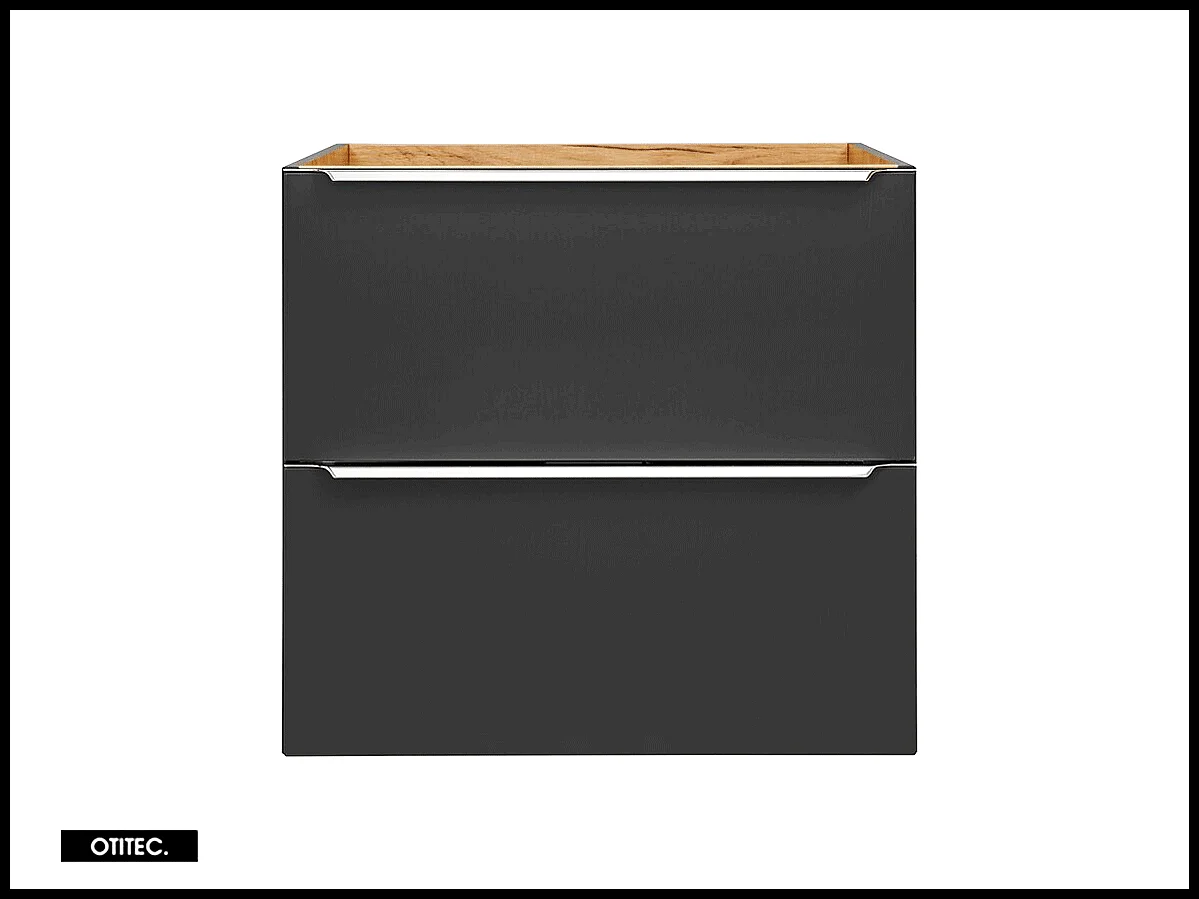 Meuble sous vasque de 60 cm - Noir Mat - 2 tiroirs - LISOA