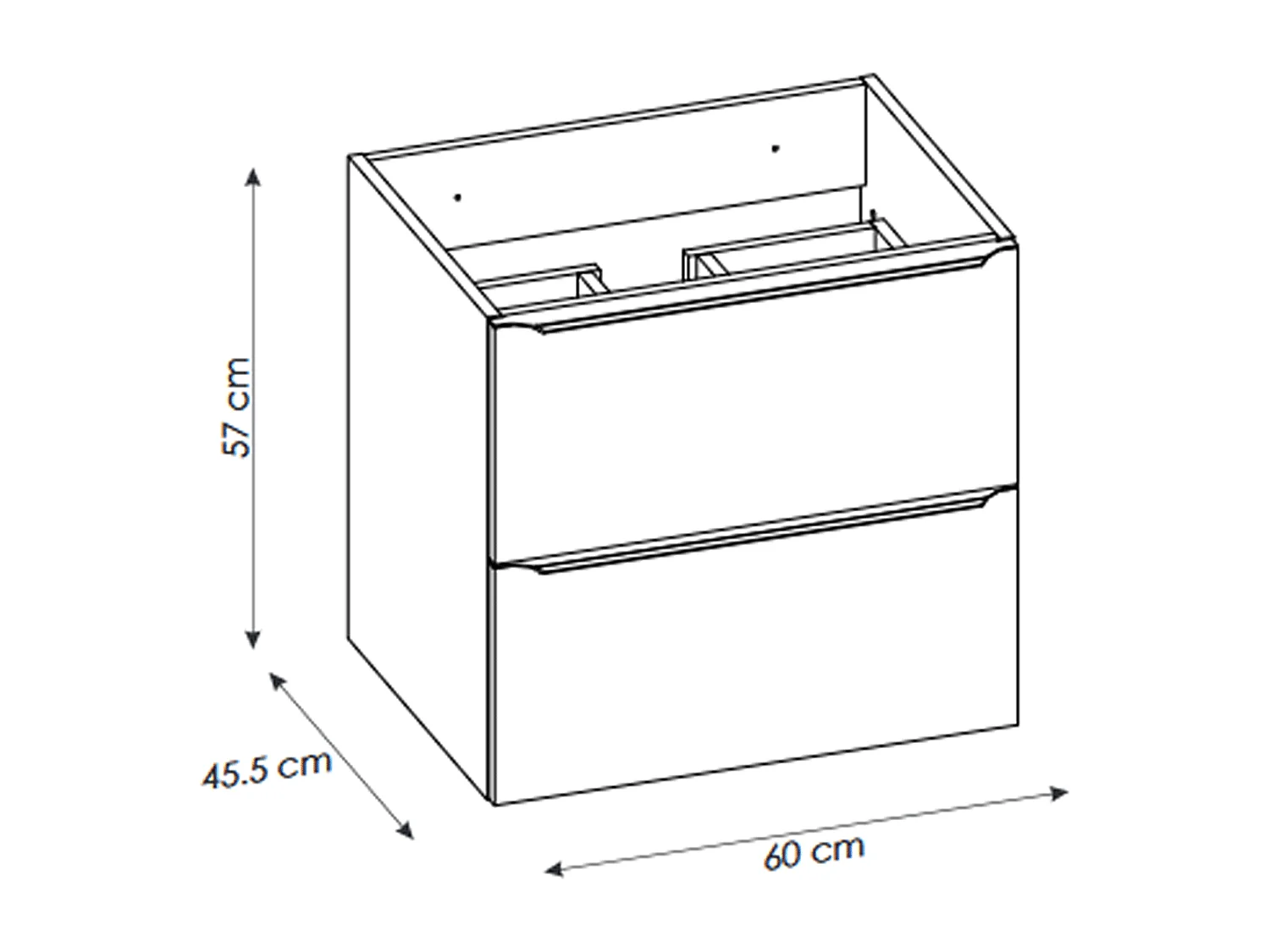 Meuble sous vasque de 60 cm - Noir Mat - 2 tiroirs - LISOA