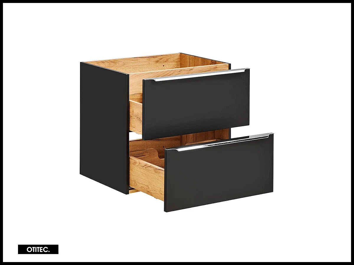 Meuble sous vasque de 60 cm - Noir Mat - 2 tiroirs - LISOA