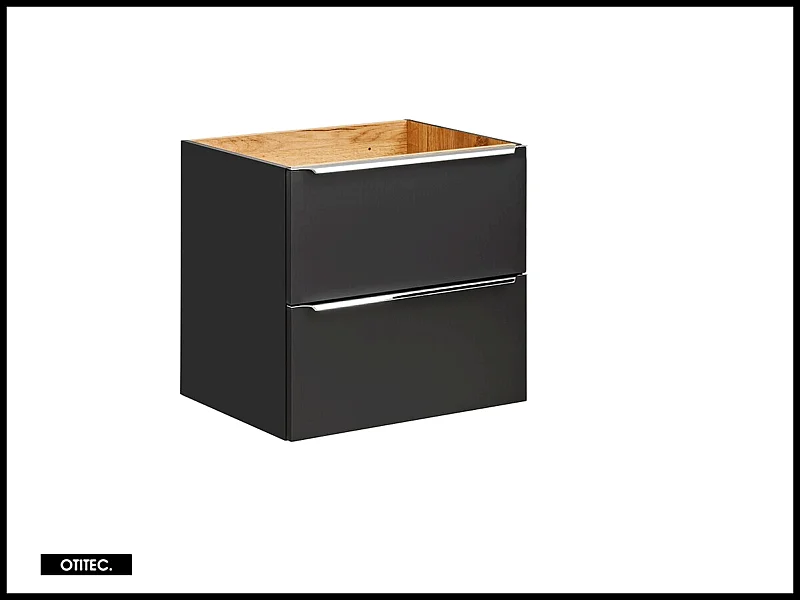 Meuble sous vasque de 60 cm - Noir Mat - 2 tiroirs - LISOA