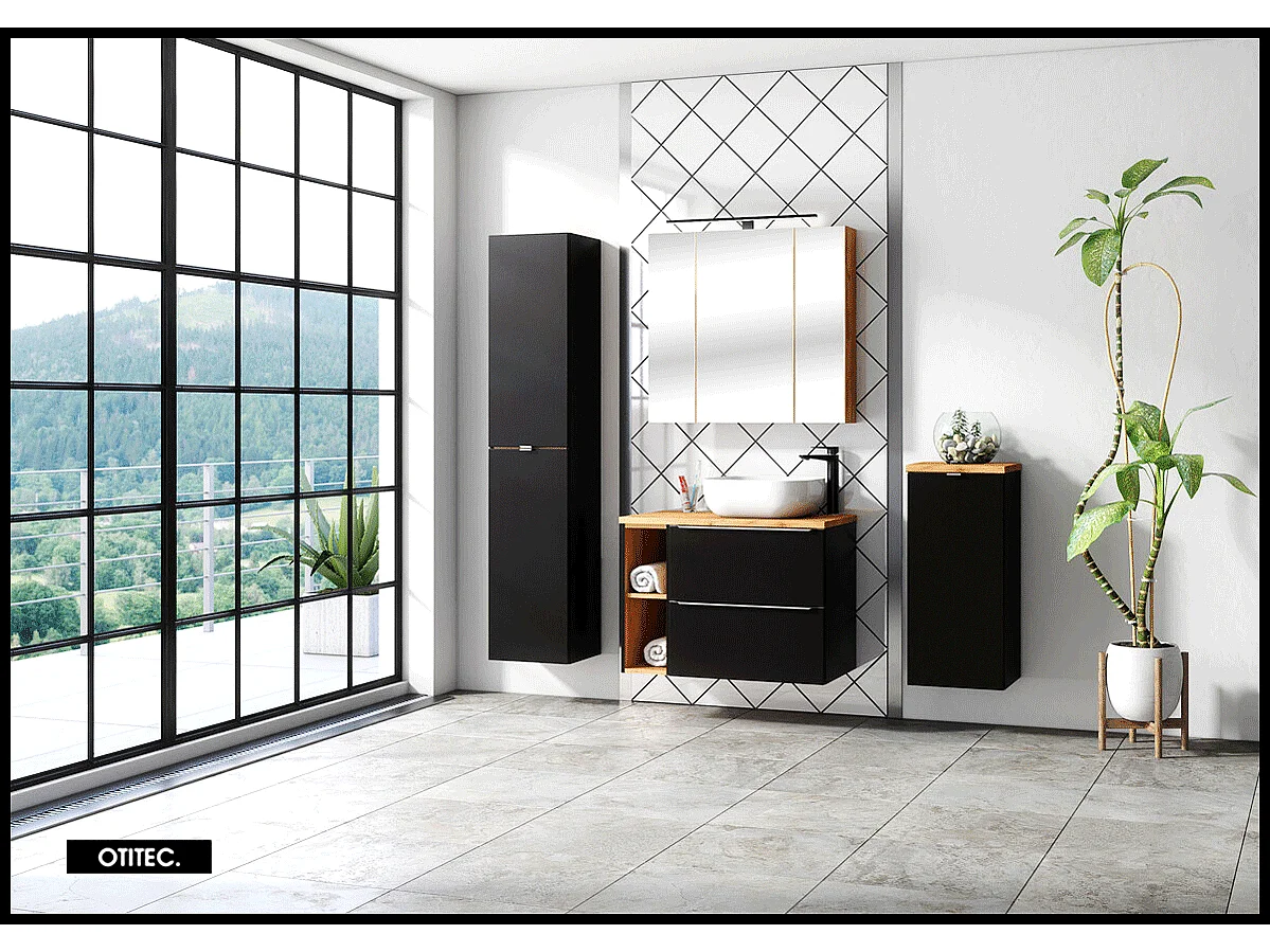 Meuble sous vasque de 20 cm - Noir Mat - LISOA