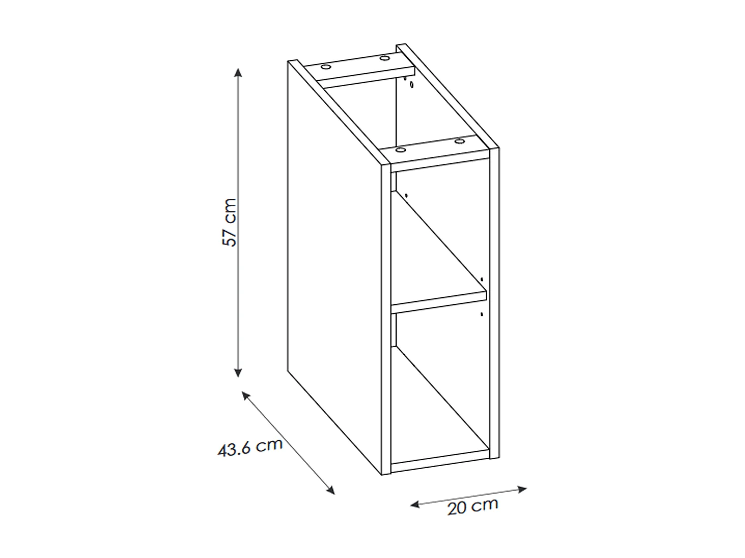 Meuble sous vasque de 20 cm - Noir Mat - LISOA