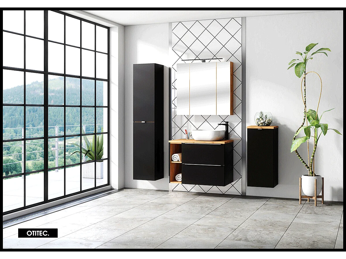 Meuble sous vasque de 20 cm - Noir Mat - LISOA