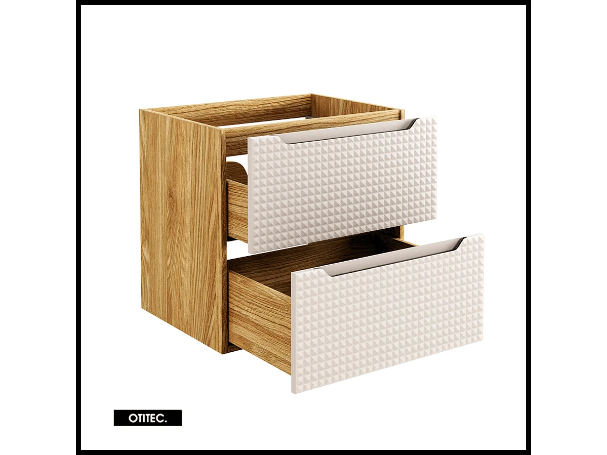 Meuble sous vasque de 60 cm - Beige - 2 tiroirs - SETTA
