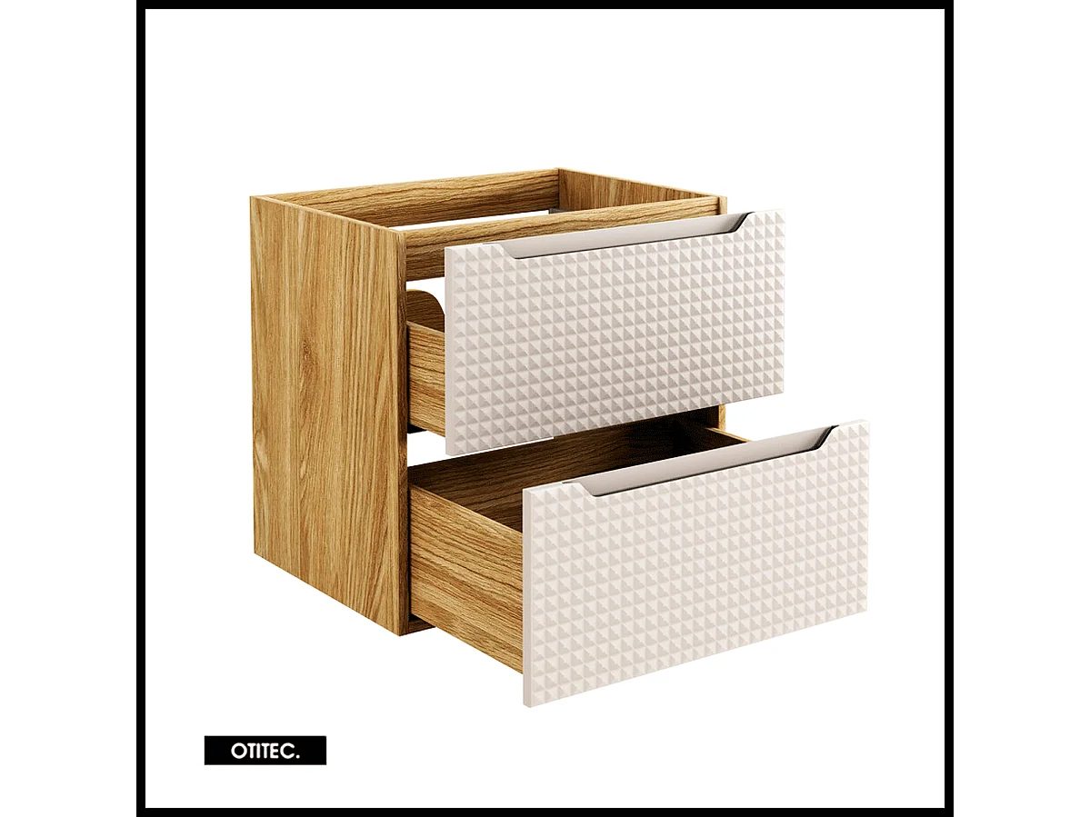 Meuble sous vasque de 60 cm - Beige - 2 tiroirs - SETTA