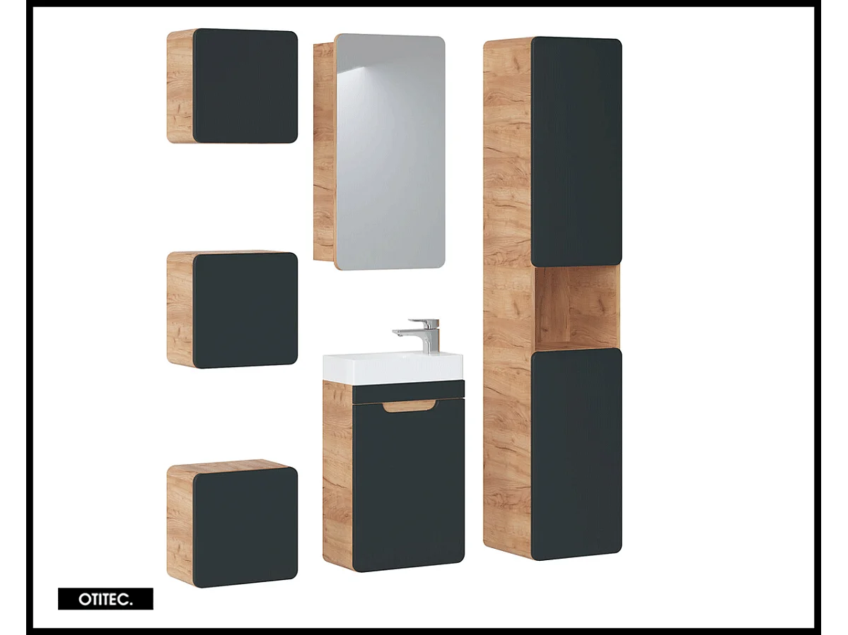 Meuble sous vasque de 40 cm - Gris - 1 porte - PASTI