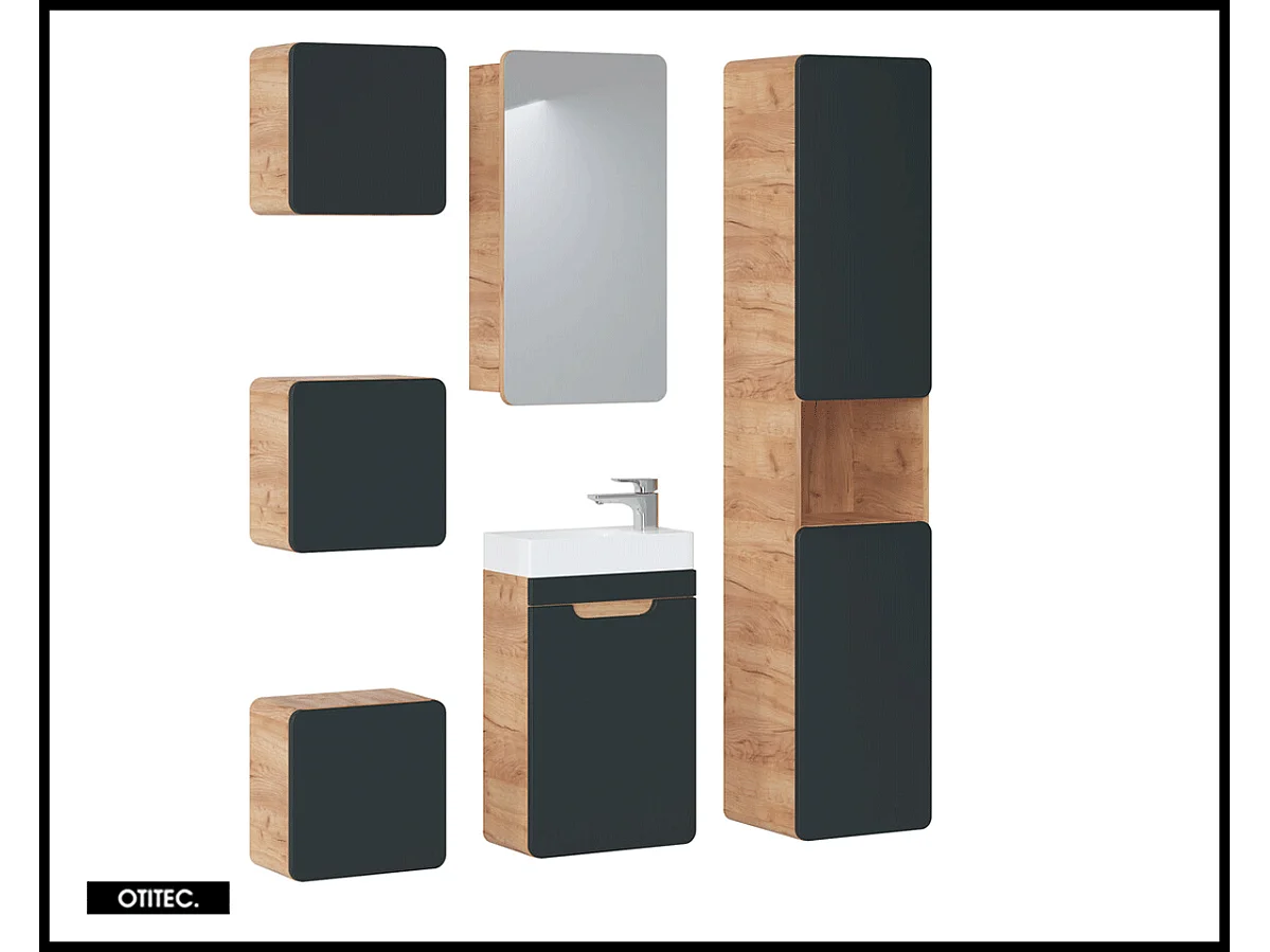 Meuble sous vasque de 40 cm - Gris - 1 porte - PASTI